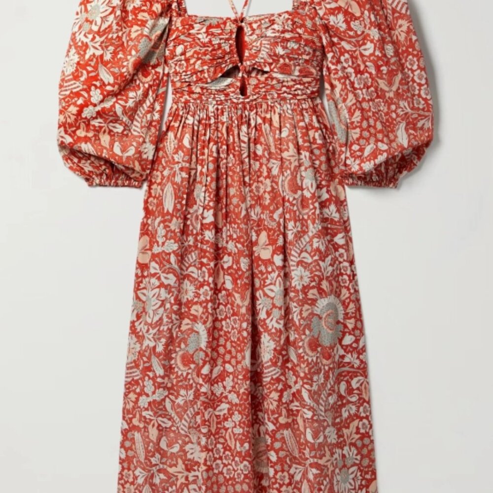NWOT ULLA JOHNSON Alessa Midi Dress in Orange Blossom M $590 - Picture 3 of 8